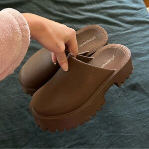 Jeffrey Campbell Brown Suede Mules with Platform Sole